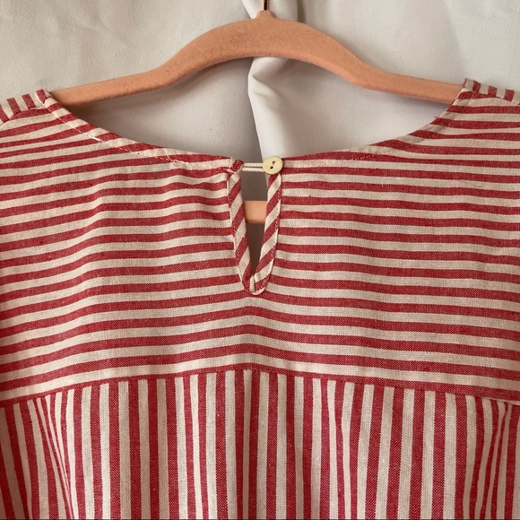 Pink Thread Red and White Stripe Cross Front Short Sleeve Jumpsuit - Picture 9 of 13